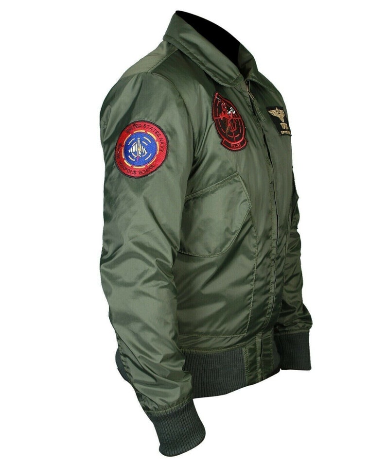 Men's Handmade Tom Cruise Top Gun Maverick Flight Parachute Bomber Jacket Jet Pilot Jacket Gift For Him zdjęcie 3