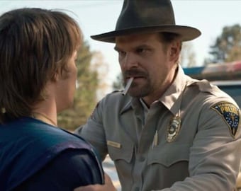 Jim Hopper Hawkins Police Chief Shirt from Netflix Stranger Things State Of Indiana DT Demogorgon Things Halloween Costume Cosplay