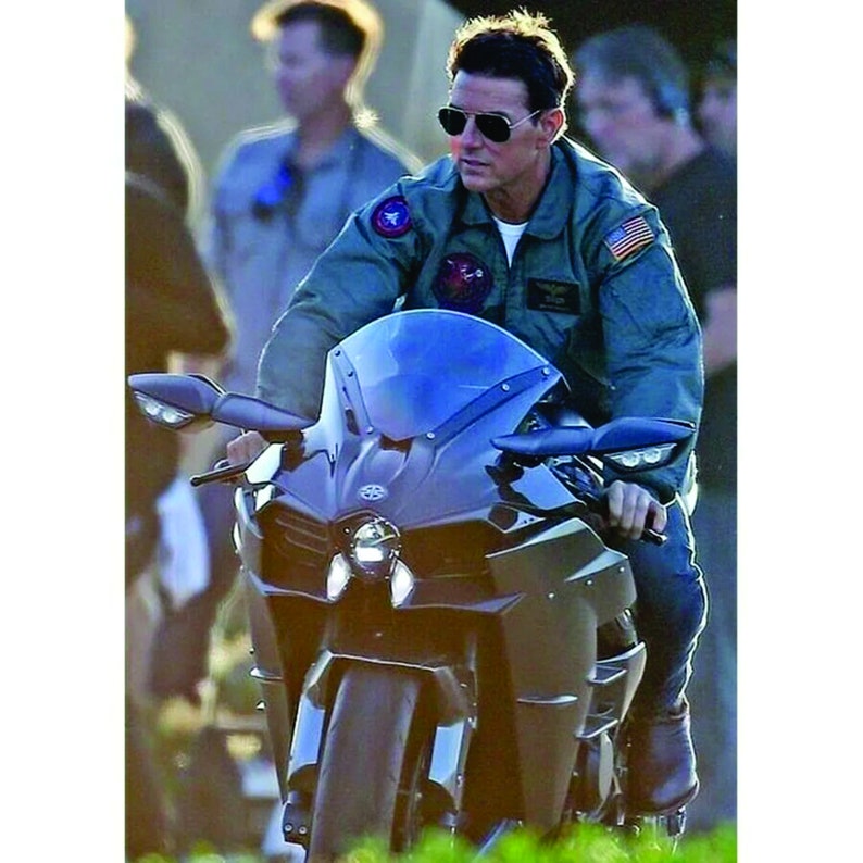 Men's Handmade Tom Cruise Top Gun Maverick Flight Parachute Bomber Jacket Jet Pilot Jacket Gift For Him zdjęcie 6