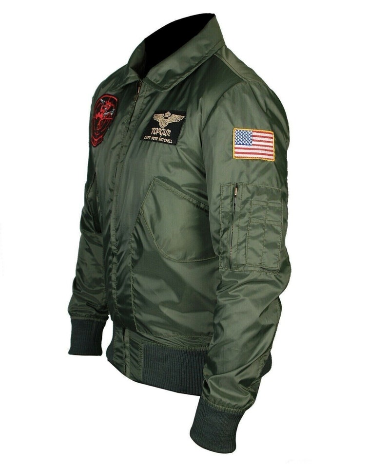 Men's Handmade Tom Cruise Top Gun Maverick Flight Parachute Bomber Jacket Jet Pilot Jacket Gift For Him zdjęcie 4