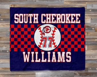 Personalized Checkered Logo Sports Team Name Blanket Perfect for Youth and even Adult Leagues! Baseball, Football, Soccer, Tennis, Bowling.