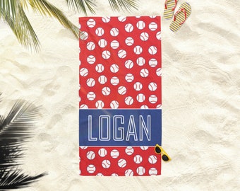Custom Name Baseball Beach Towel, Personalized Towel Perfect for Kids, Toddlers, Teens and even Grown-Ups!