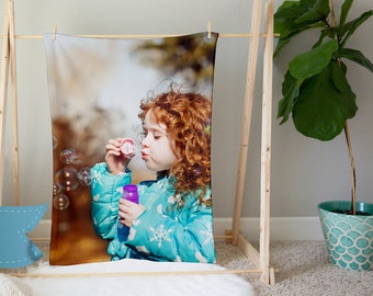 Customizable Single Photo Throw Blanket. Personalized Memorial + Gift + Milestone + 1 Photo Blanket