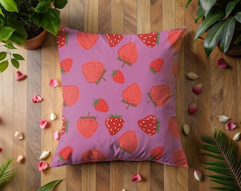 Strawberry Pillow Case-  Home Decor- Perfect for Family, Parents, Kids Decor!!