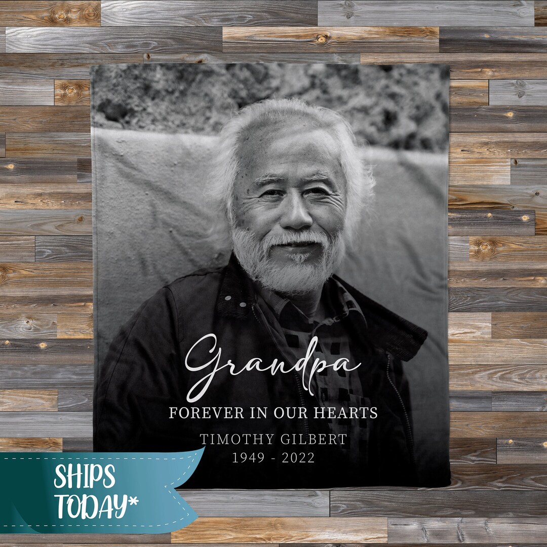 Memorial Photo Blanket for Loss of Loved One. 1 Photo Black Etsy