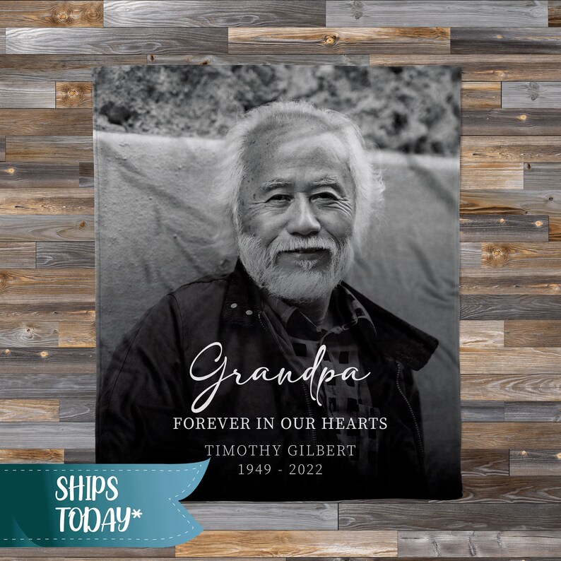 Memorial Photo Blanket for Loss of Loved One. 1 Photo Black Etsy