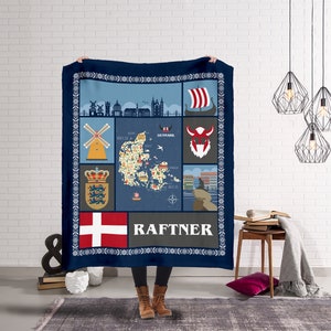 Personalized Danish Heritage Name Blanket - Denmark Heritage - Danish Family Name Blanket Gift