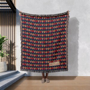 Personalized Apple Patches Pattern - Custom Sublimated Stitching Name Blanket - Teacher Appreciation Gift and Apple Lovers. Apple Pattern