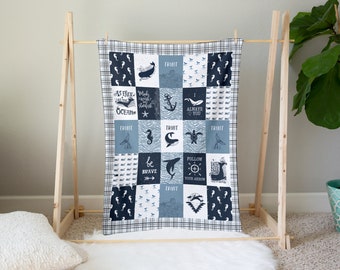 Personalized Whales Patch Blanket Personalized Baby Blanket  Personalized Whale theme Birthdays, Baby Shower Whales Nursery Theme