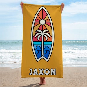 Personalized Surfboard Beach Towel, Custom Towel Perfect for Kid&#39;s, Toddler&#39;s, Teen&#39;s and even Grown-Ups!