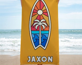 Personalized Surfboard Beach Towel, Custom Towel Perfect for Kid's, Toddler's, Teen's and even Grown-Ups!