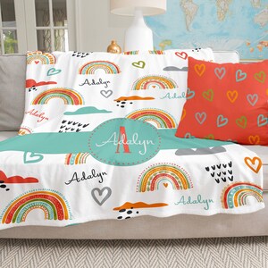 Personalized Boho Rainbow Blanket + Name - Perfect for Toddler, Child, Teen and even Adults!