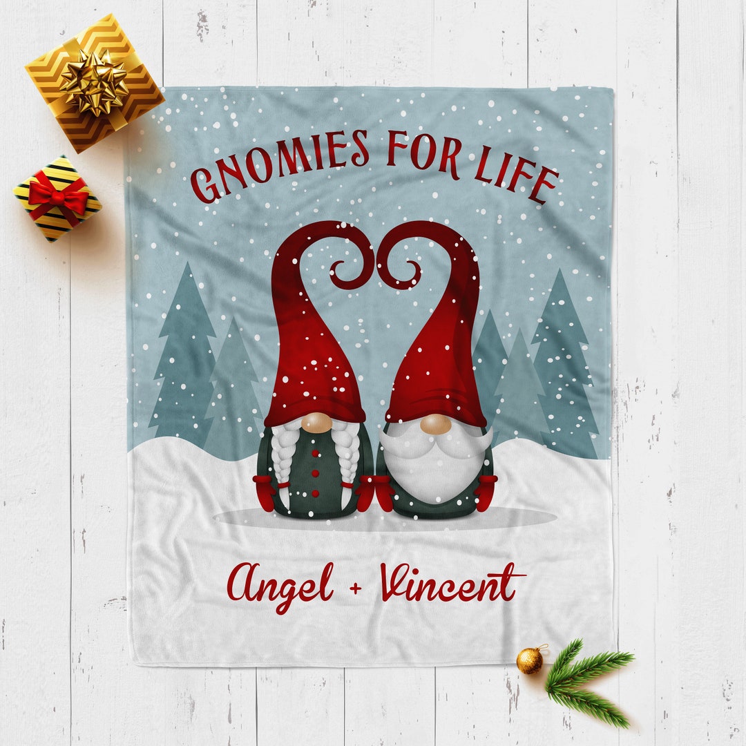Customizable Gnomies for Life Holiday Christmas Blanket Personalized