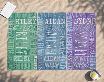Custom Name Beach Towel | Personalized Pool Towel | Tween & Teen Gift | Summer Camp Towel | Beach Vacation Essential | Unique Gift