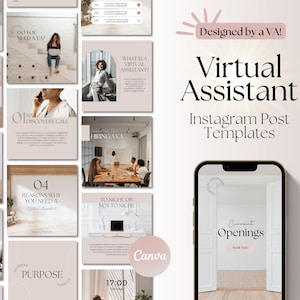 Virtual Assistant Instagram Templates, VA Instagram Templates, VA Templates, Virtual Assistant Canva Templates, VA Social Media Templates