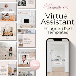 Virtual Assistant Instagram Templates, VA Instagram Templates, VA Templates, Virtual Assistant Canva Templates, VA Social Media Templates