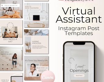 Virtuele assistent Instagram-sjablonen, VA Instagram-sjablonen, VA-sjablonen, virtuele assistent Canva-sjablonen, VA-sjablonen voor sociale media