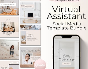 Virtual Assistant Social Media Templates, Virtual Assistant Templates, VA Templates, Virtual Assistant Canva Templates, VA Instagram Post