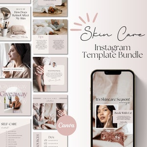 Esthetician Instagram Templates, Skincare Social Media Templates, Skincare Instagram Canva, Esthetician Instagram Bundle, Spa Instagram