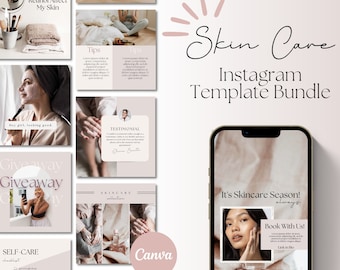 Esthetician Instagram Templates, Skincare Social Media Templates, Skincare Instagram Canva, Esthetician Instagram Bundle, Spa Instagram