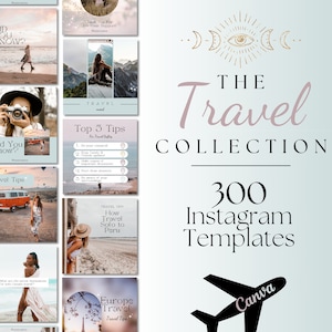 Travel Instagram Templates, Travel Digital Download, Travel Agent Template, Instagram Canva Template, Travel Blogger Template
