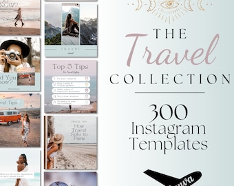Travel Instagram Templates, Travel Digital Download, Travel Agent Template, Instagram Canva Template, Travel Blogger Template