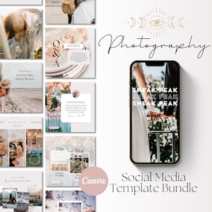 Photography Social Media Template, Branding Kit Photography, Social Media Post, Photographer Price List, Social Media Bundle
