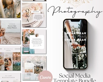 Photography Social Media Template, Branding Kit Photography, Social Media Post, Photographer Price List, Social Media Bundle