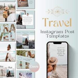 Travel Instagram Templates, Travel Agent Template, Travel Digital Download, Instagram Canva Template, Travel Blogger Template