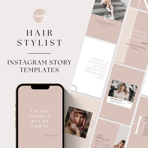 Hairstylist Instagram Story Templates, Hair Salon Instagram, Hairdresser Templates, Haircare Templates Canva, Hair Instagram Post