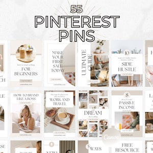Pinterest Pin Template, Pinterest Template, Pin Template Canva, Coaching Pinterest Pins, Pinterest Pin Design, Blogger Template, Neutral Pin