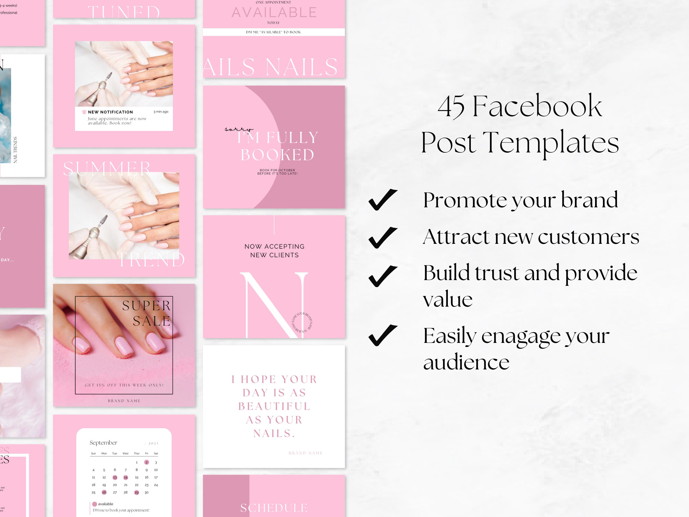 Nail Technician Facebook Post Templates, Nail Tech Branding Kit, Nail ...