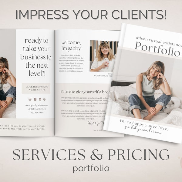 Services and Pricing Guide Template, Virtual Assistant Portfolio, Client Proposal, Virtual Assistant Template, New Client Welcome Packet