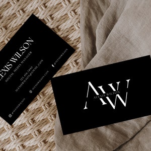 Unique Business Card, Luxury Business Card Template Canva, Photography Business Card Printable, Minimal Business Card, Black Business Card