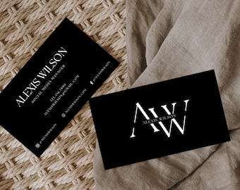 Unique Business Card, Luxury Business Card Template Canva, Photography Business Card Printable, Minimal Business Card, Black Business Card