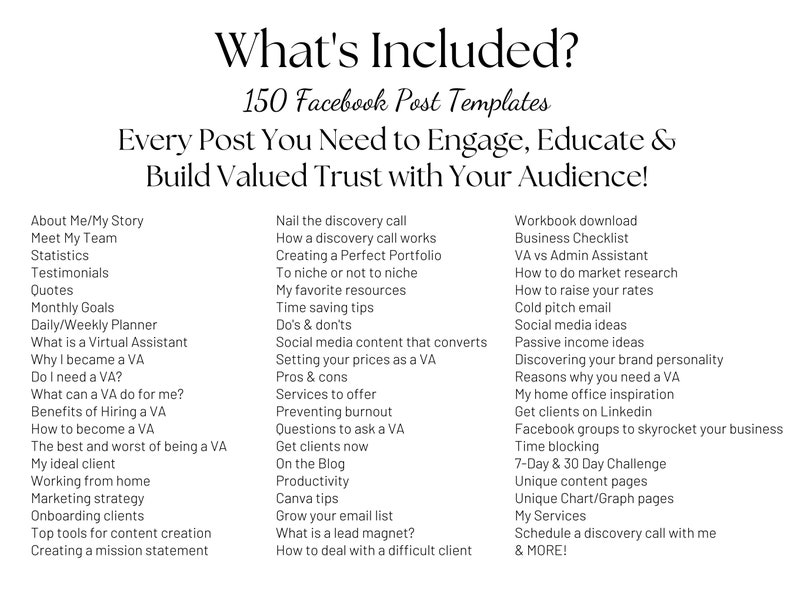 Virtual Assistant Facebook Post Templates, VA Facebook Templates, VA ...