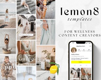 lemon8 Template, Wellness Lemon8 Template, Boho Lemon8 Post, Lemon8 Template Canva, Lemon8 Content Creator, Blogger Template, Lemon8 Design