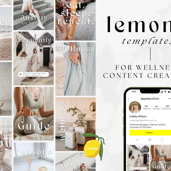 Lemon8 Template, Wellness Lemon8 Template, Boho Lemon8 Post, Lemon8 Template Canva, Lemon8 Content Creator, Blogger Template, Lemon8 Design