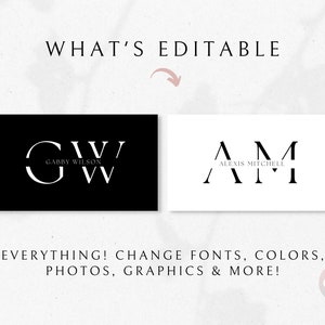 May include: Two black and white logo designs. The first logo is the letters "GW" with the text "Gabby Wilson" below. The second logo is the letters "AM" with the text "Alexis Mitchell" below.