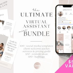 Virtual Assistant Templates, Virtual Assistant Client Welcome Packet, VA Portfolio Template, Virtual Assistant Branding Kit, VA Social Media