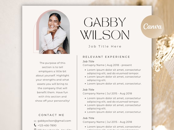 Resume Template, Canva Resume Template, Resume Template Professional With Photo, Creative Resume Template, Nursing Resume Template