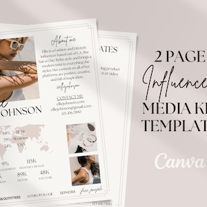2 Page Media Kit Template, Influencer Media Kit, Blogger Media Kit, Social Media Kit, Canva Template Media Kit, Rate Sheet, Press Kit Canva
