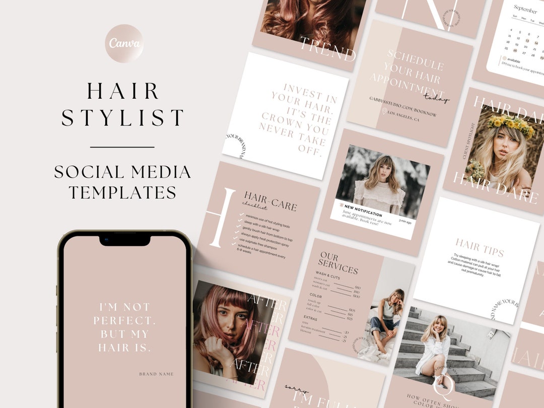 Hairstylist Social Media Templates, Hair Salon Template, Hairdresser ...