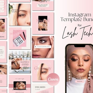 Lash Tech Instagram Templates, Lash Artist Instagram Post, Eyelashes Extension Posts, Esthetician Beauty Posts, Social Media Canva Templates