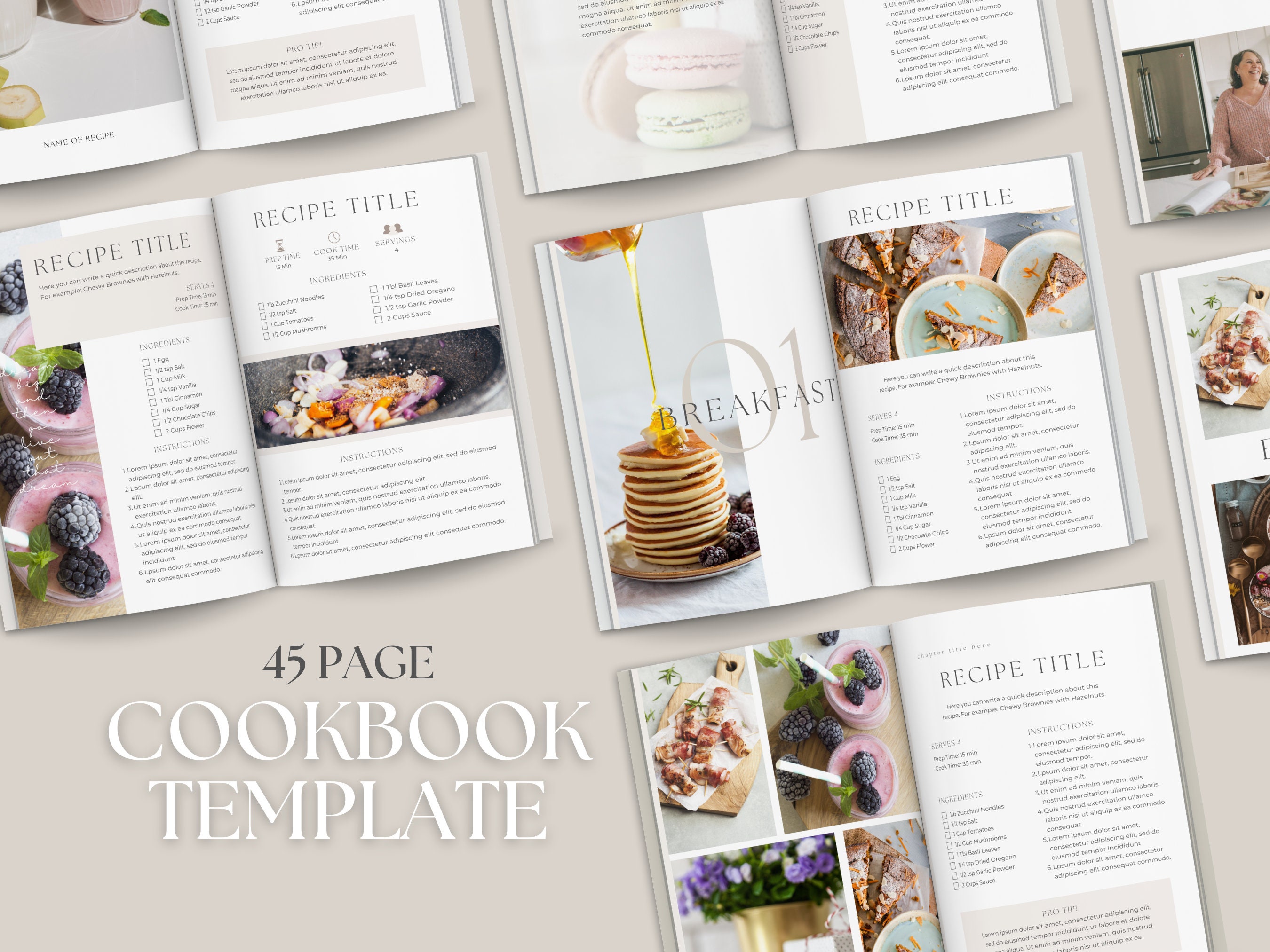 Cookbook Template Recipe Book Template Recipe Card Meal - Etsy