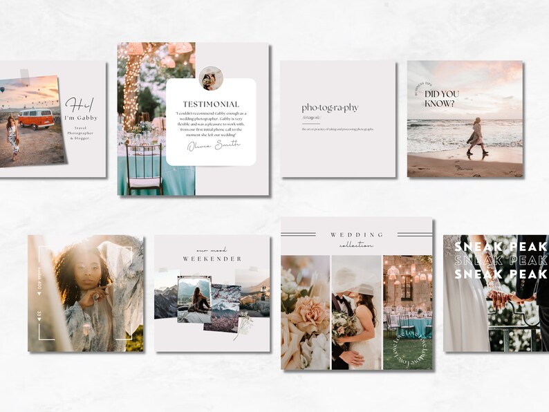 Photography Instagram Template Bundle, Photographer Instagram Post, Branding Kit Photography, Social Media Post, Photographer Template image 3