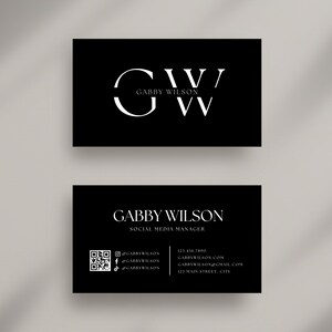 Unique Business Card, Luxury Business Card Template Canva, Photography Business Card Printable, Minimal Business Card, Black Business Card