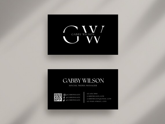 Unique Business Card, Luxury Business Card Template Canva, Photography Business Card Printable, Minimal Business Card, Black Business Card