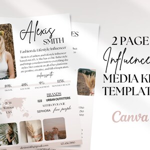 2 Page Media Kit Template, Influencer Media Kit, Blogger Media Kit, Social Media Kit, Canva Template Media Kit, Rate Sheet, Press Kit Canva
