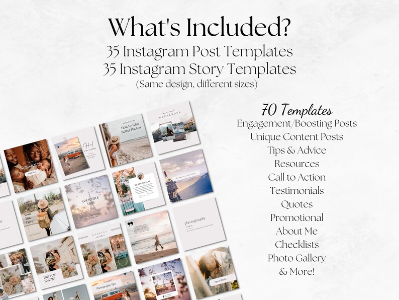 Photography Instagram Template Bundle, Photographer Instagram Post, Branding Kit Photography, Social Media Post, Photographer Template image 6
